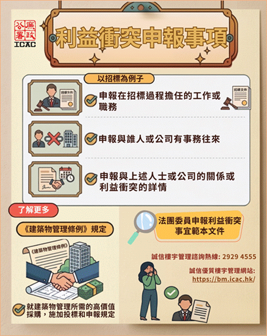 ICAC: 防貪資訊懶人包 — 利益衝突系列（二）利益衝突申報事項